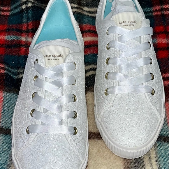 Kate Spade-Trista Glitter Sneaker in white size 8 1/2 - Picture 14 of 16